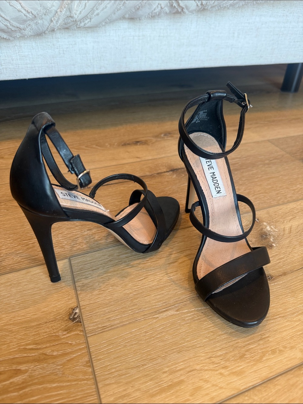 Steve Madden Black Strappy Stiletto Sandals